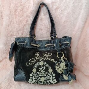 Juicy Couture Daydreamer Bag Purse Tote Vintage Bow Ribbon Charm Butterfly Heart